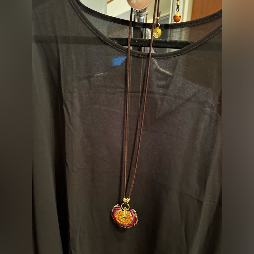 Imported woven disc necklace